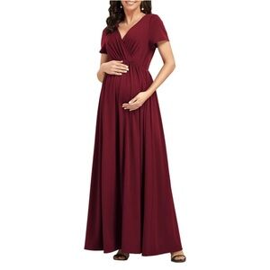 Ever-Pretty Maternity Photoshoot Dress Maxi Dress Burgundy